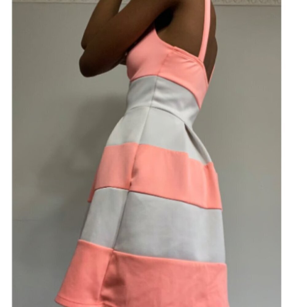 Rue 21 Hot Pink and White Striped Pleated Bow Dress - Picture 3 of 7